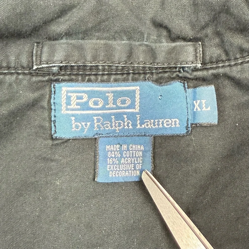 Vtg Polo Ralph Lauren Mens Hooded Navy Jacket XL Black Y2K Full Zip C7